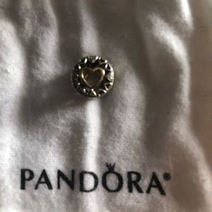 Pandora 14k gold heart with silver